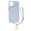 【au限定】marie claire ストラップ＆カードポケット付きハードケース for iPhone 13／ブルーグレー
