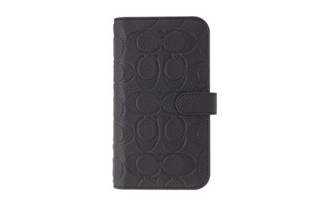 iPhone 14 Pro用 COACH（R）ブックタイプケース／EMBOSSED Black