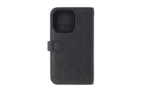 iPhone 14 Pro用 COACH（R）ブックタイプケース／EMBOSSED Black