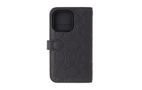 iPhone 14 Pro用 COACH（R）ブックタイプケース／EMBOSSED Black 