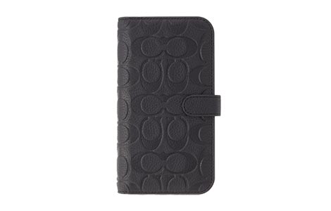 iPhone 14 Plus用 COACH（R）ブックタイプケース／EMBOSSED Black 