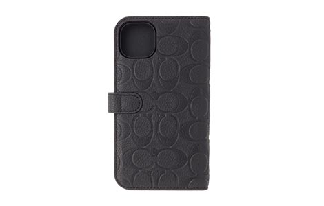 iPhone 14 Plus用 COACH（R）ブックタイプケース／EMBOSSED Black 