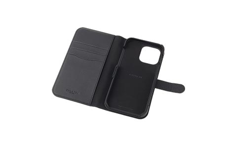 iPhone 14 Pro Max用 COACH（R）ブックタイプケース／EMBOSSED Black 