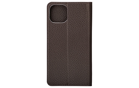 yauzGRAMAS COLORS Shrink Genuine Leather Folio for iPhone 14^Dark Brown