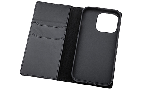 yauzGRAMAS COLORS Protection Genuine Leather Folio for iPhone 14 Pro^Black