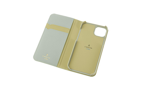 【au限定】iPhone 14 Plus用 LANVIN en Bleu ブックタイプケース／Mineral Gray×Light Green