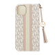 iPhone 14 Plus用 MICHAEL KORS ブックタイプケース with Tassel Charm／Beige Pink Stripe