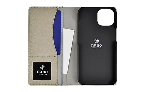 【au限定】iPhone 14用 nano･universe ブックタイプケース／リミテッドグレー