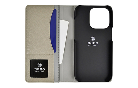 【au限定】iPhone 14 Pro用 nano･universe ブックタイプケース／リミテッドグレー