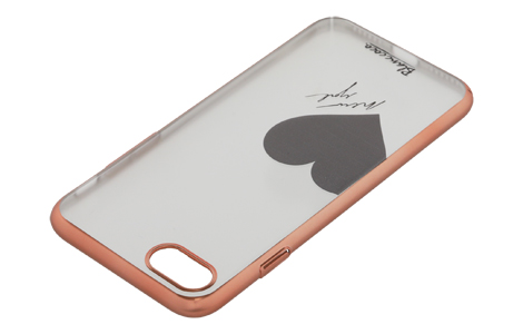 yauzBlanccoco Matte Metal Shell Case for iPhone SEi3j^Pink Gold CHIC HEART