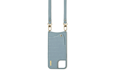 【au限定】NOLLEY'S Croco Style Leather SLING CASE for iPhone 14／BLUE
