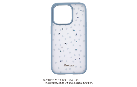 【au限定】Blanccoco NY-Manhattan Light Hybrid Case for iPhone 14 Pro／Blue Sapphire Dot