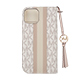 iPhone 15用 MICHAEL KORS ブックタイプケース with Tassel Charm／Beige Pink Stripe