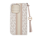 iPhone 15 Pro用 MICHAEL KORS ブックタイプケース with Tassel Charm／Beige Pink Stripe