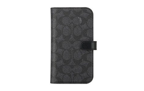 iPhone 15 Plus用 COACH（R）ブックタイプケース／SIGNATURE Black