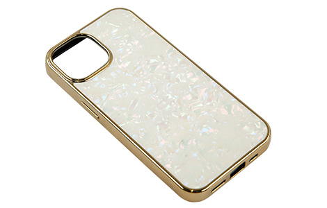 yauziPhone 15p GLASS SHELL CASE  OXgbvt^white gold