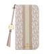 iPhone 16p MICHAEL KORS ubN^CvP[X with Tassel Charm^Beige Pink Stripe