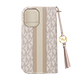 iPhone 16p MICHAEL KORS ubN^CvP[X with Tassel Charm^Beige Pink Stripe