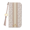 iPhone 16 Prop MICHAEL KORS ubN^CvP[X with Tassel Charm^Beige Pink Stripe