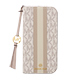 iPhone 16 Prop MICHAEL KORS ubN^CvP[X with Tassel Charm^Beige Pink Stripe