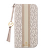 iPhone 16 Plusp MICHAEL KORS ubN^CvP[X with Tassel Charm^Beige Pink Stripe