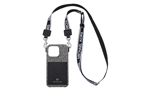 yauziPhone 16 Prop MICHAEL KORS n[hP[X with Strap^Black