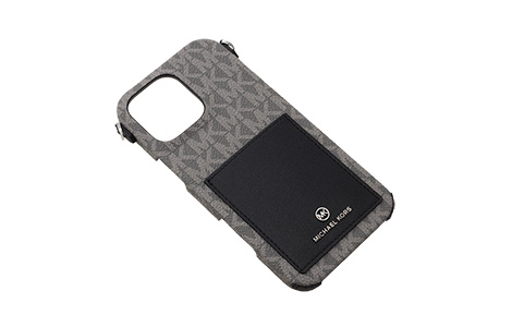 yauziPhone 16 Pro Maxp MICHAEL KORS n[hP[X with Strap^Black