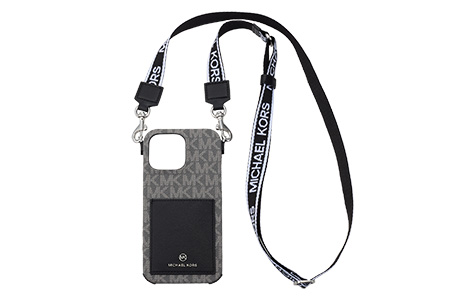 yauziPhone 16 Pro Maxp MICHAEL KORS n[hP[X with Strap^Black