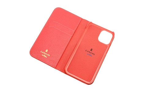 au限定】iPhone 12 mini用 LANVIN en Bleu ブックタイプケース／Coral 