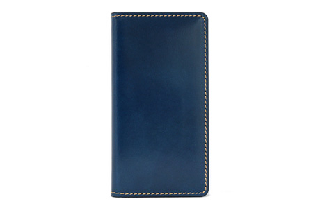 LAYBLOCK Tuscany Belly Leather Book case for iPhone XS／Navy 
